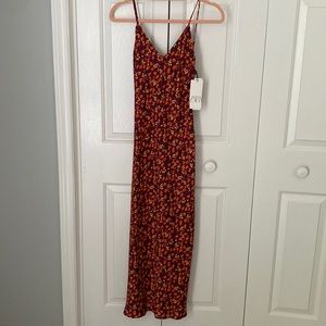 NWT! Zara Satin Effect Floral Midi Dress (XS)